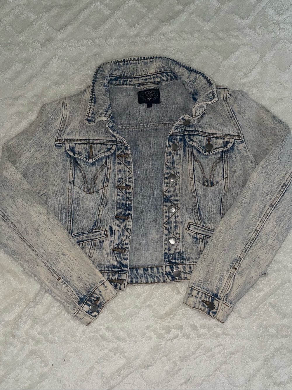 Love Light Blue Acid-Wash Denim Jacket
